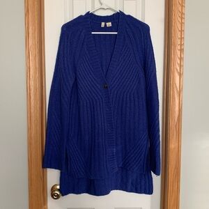 Anthro Moth Royal Blue Cable Knit Cardigan Sweater Size XS